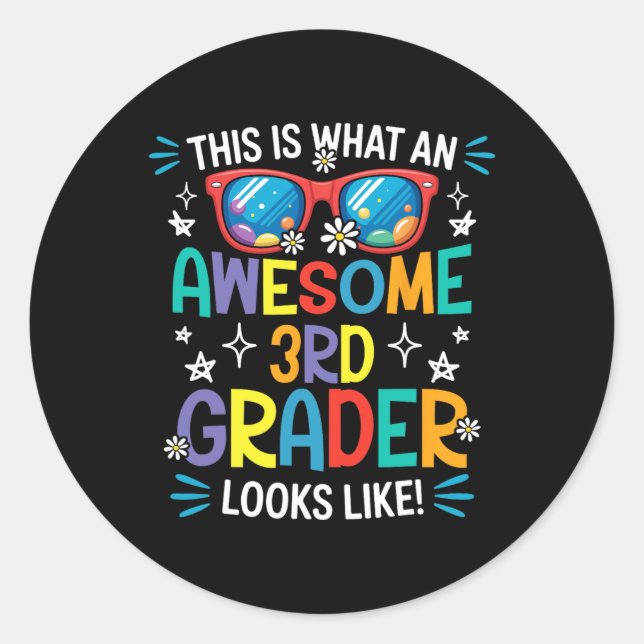 Ck To School 3rd Grade Awesome Third Grader Looks  Classic Round Sticker (Front)