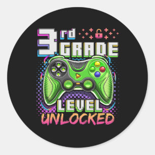 Ck To School 3rd Grade Boys Gamer First Day School Classic Round Sticker