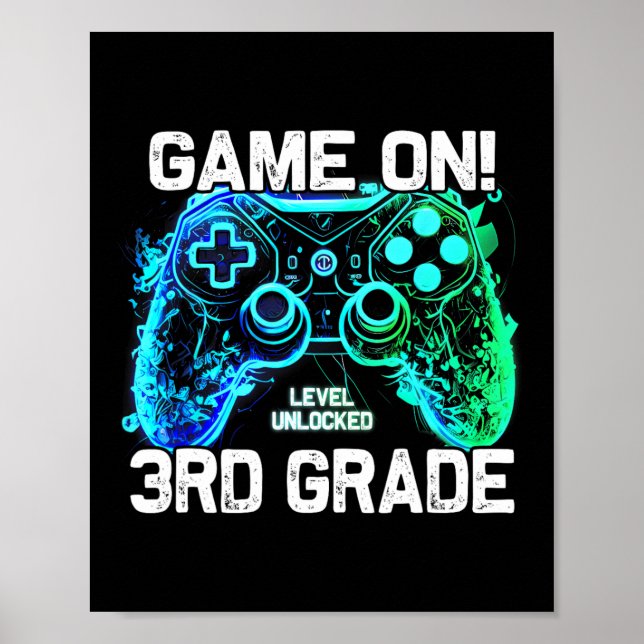 Ck To School 3rd Grade Boys Gamer First Day School Poster (Front)
