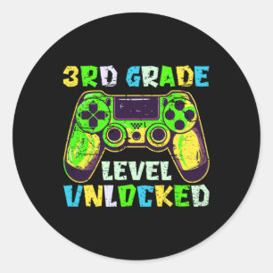 Ck To School 3rd Grade Boys Gamer First Day Third  Classic Round Sticker