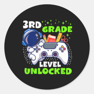 Ck To School 3rd Grade Level Unlocked Gamer Boys K Classic Round Sticker