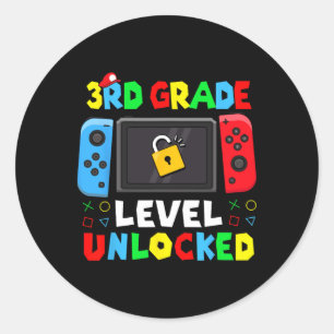 Ck To School 3rd Grade Level Unlocked Gamer Kids B Classic Round Sticker