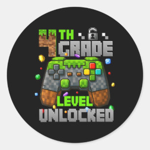 Ck To School 4th Grade Level Unlocked Gamer Kids B Classic Round Sticker