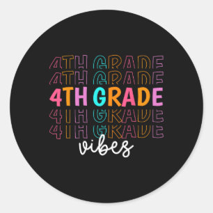 Ck To School 4th Grade Vibes Retro Teacher Student Classic Round Sticker