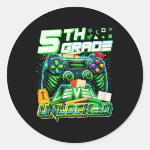 Ck To School 5th Grade Level Unlocked Gamer First Classic Round Sticker