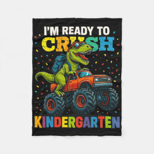 Ck To School Boy Dinosaur I'm Ready To Crush Kinde Fleece Blanket
