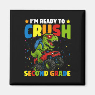 Ck To School Boy Dinosaur I'm Ready To Crush Secon Magnet