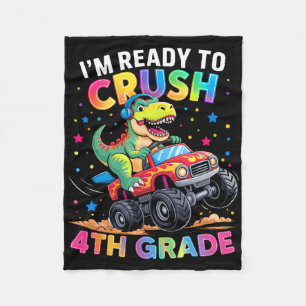 Ck To School Boys Dinosaur I'm Ready To Crush 4th  Fleece Blanket