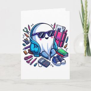 Ck-to-school Cool Ghost With School Supplies Hallo Card