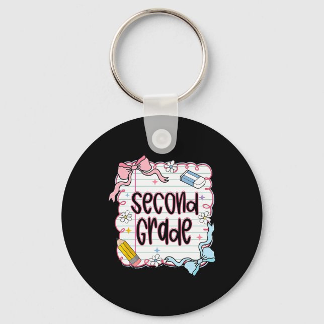 Ck To School Coquette Bow Second Grade Teacher Kid Key Ring (Front)