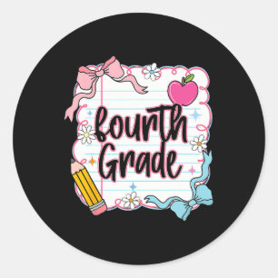 Ck To School Coquette Preppy Fourth Grade 4th Day Classic Round Sticker