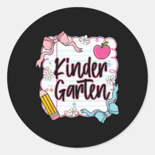 Ck To School Coquette Preppy Kindergarten First Da Classic Round Sticker