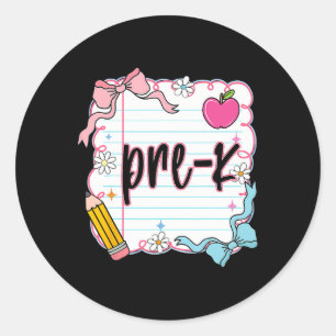 Ck To School Coquette Preppy Pre-k First Day Of Sc Classic Round Sticker