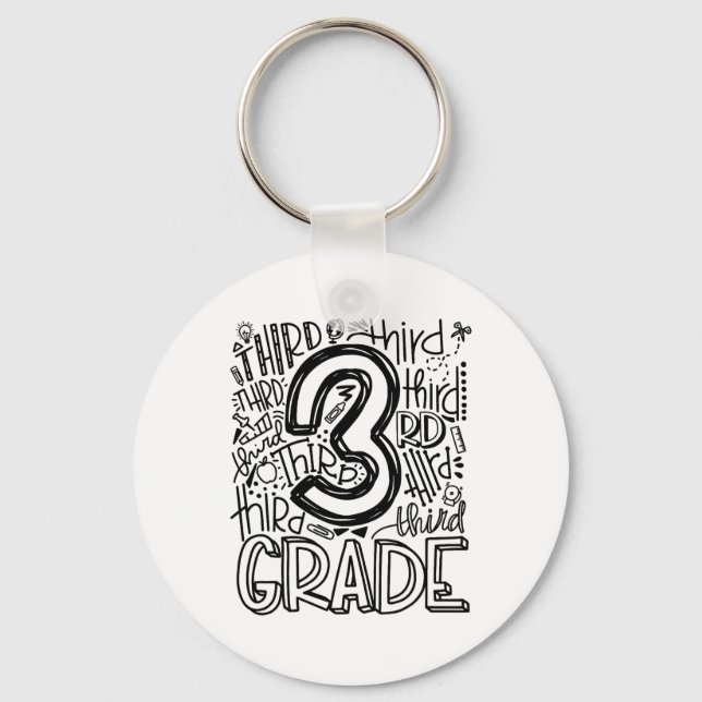 Ck To School First Day Of School Typography Third  Key Ring (Front)