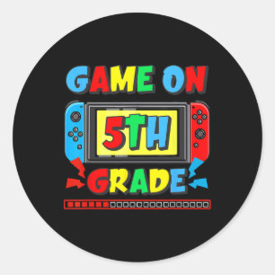 Ck To School Game On 5th Grade Funny Gamer Kids Bo Classic Round Sticker