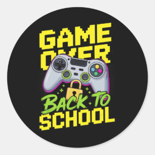 Ck To School Gamer Controller Funny Pun Graphic Hu Classic Round Sticker