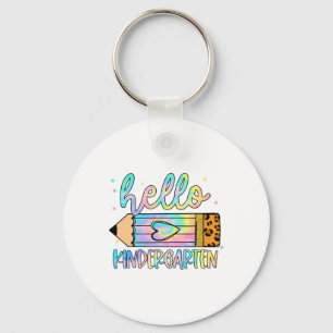 Ck To School Hello Kindergarten Leopard Tie Dye Pe Key Ring