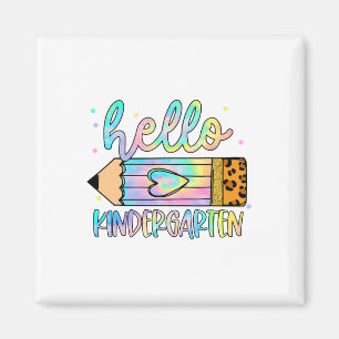 Ck To School Hello Kindergarten Leopard Tie Dye Pe Magnet