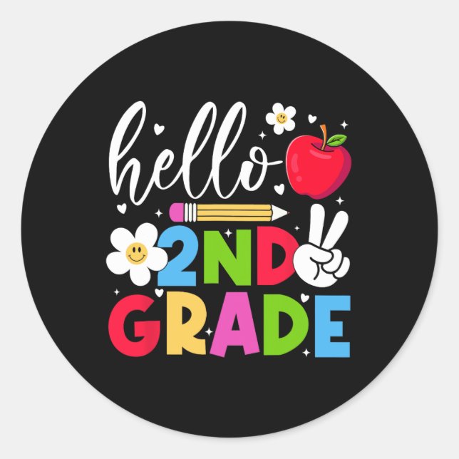 Ck To School Hello Second Grade Team 2nd Grade Boy Classic Round Sticker (Front)