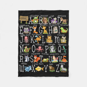 Ck To School Kids Cute Animals A-z Alphabet Abcs T Fleece Blanket