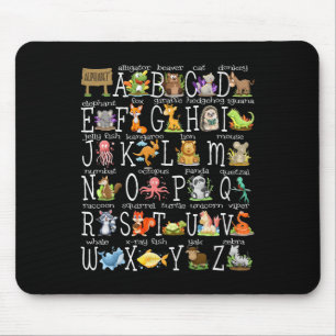 Ck To School Kids Cute Animals A-z Alphabet Abcs T Mouse Pad