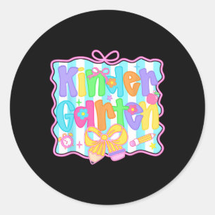 Ck To School Kindergarten Teacher Coquette Preppy Classic Round Sticker