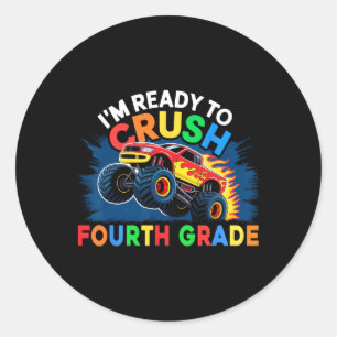 Ck To School Monster Truck Boys First Day Of Fourt Classic Round Sticker