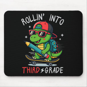 Ck To School Rollin' Into 3rd Grade T-rex Skateboa Mouse Pad