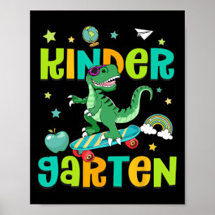 Ck To School Rollin Into Kindergarten T-rex Skateb Poster