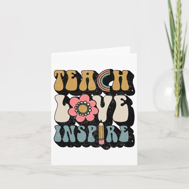 Ck To School Teach Love Inspire Retro Teachers Wom Card (Front)