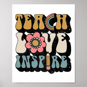 Ck To School Teach Love Inspire Retro Teachers Wom Poster