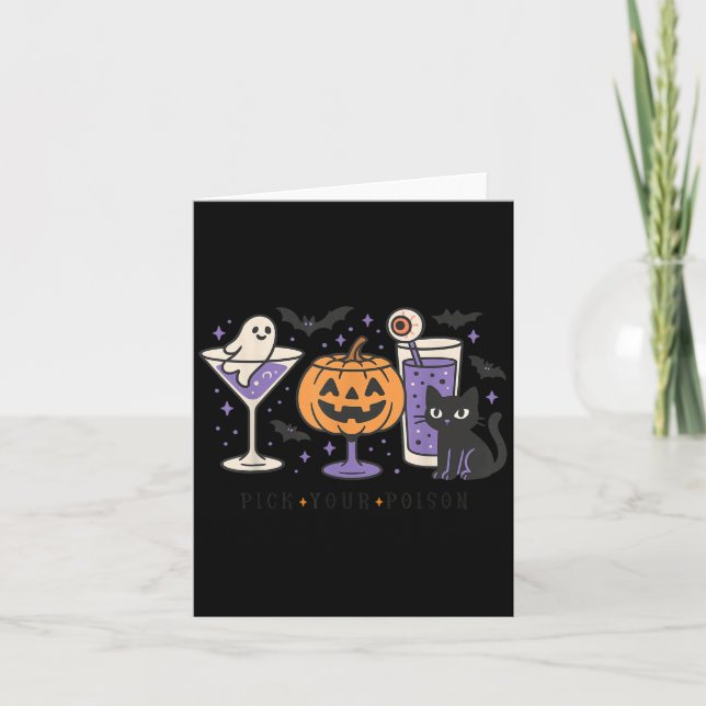 Ck Your Ison Halloween Black Cat Pumpkin Ghost Tai Card (Front)