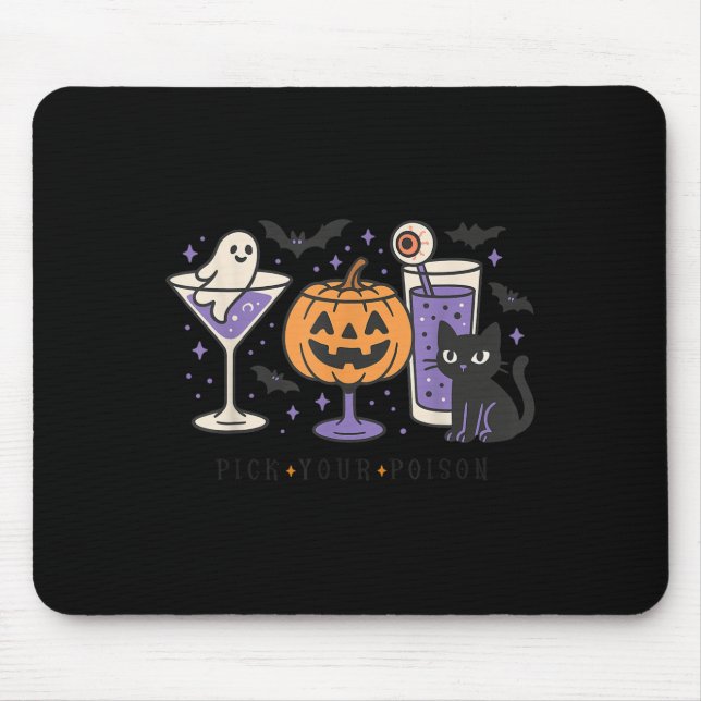 Ck Your Ison Halloween Black Cat Pumpkin Ghost Tai Mouse Pad (Front)