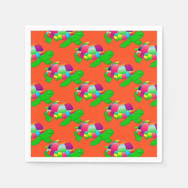 CKC Lil Glass Turtle-Orange Paper Party Napkins (Front)