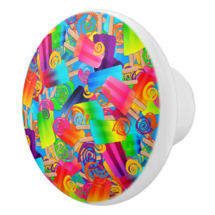CKC Popsicle Swirls, Blue-CERAMIC PULL KNOB