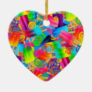 CKC Popsicle Swirls Blue,Heart Ornament