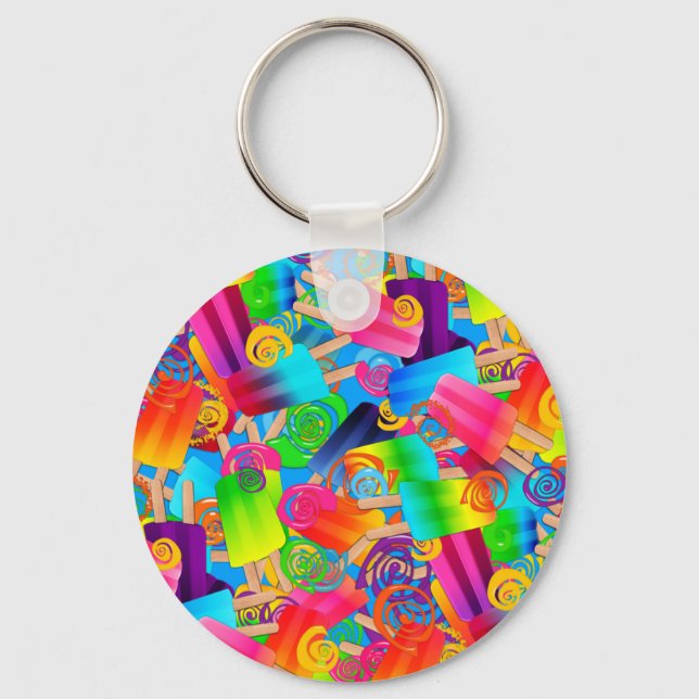 CKC Popsicle Swirls Blue-KEYCHAIN Key Ring (Front)