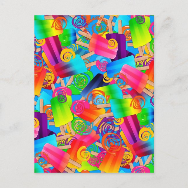 CKC Popsicle Swirls Blue Postcard (Front)