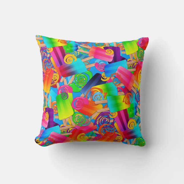 CKC Popsicle Swirls, Blue-SQ THROW PILLOW (Front)