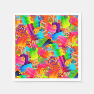 CKC-Popsicle Swirls, Orange-Paper Party Napkins