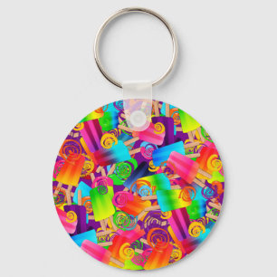 CKC Popsicle Swirls,Purple-ROUND KEYCHAIN