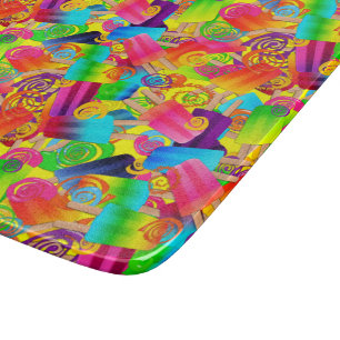 CKC Popsicle Swirls-Yellow-6x7 Cutting Board
