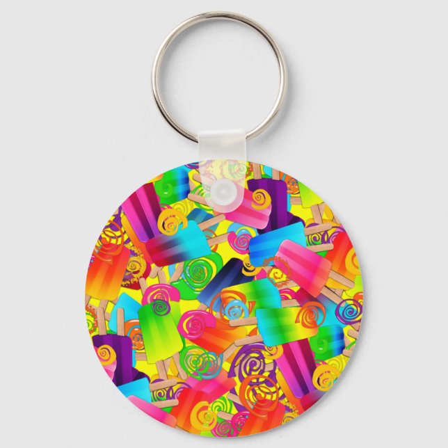 CKC Popsicle Swirls,Yellow-KEY CHAIN Key Ring (Front)