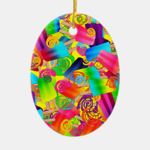 CKC Popsicle Swirls,Yellow-OVAL ORNAMENT