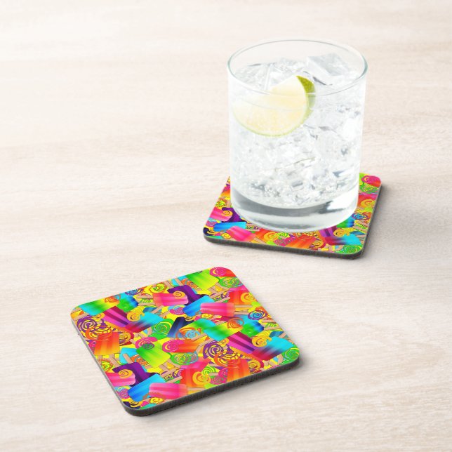CKC Popsicle Swirls,Yellow-Plastic Drink Coasters (Right Side)