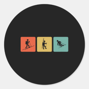 Ckcountry Skiing Vintage Ski-tours Ski Mountaineer Classic Round Sticker
