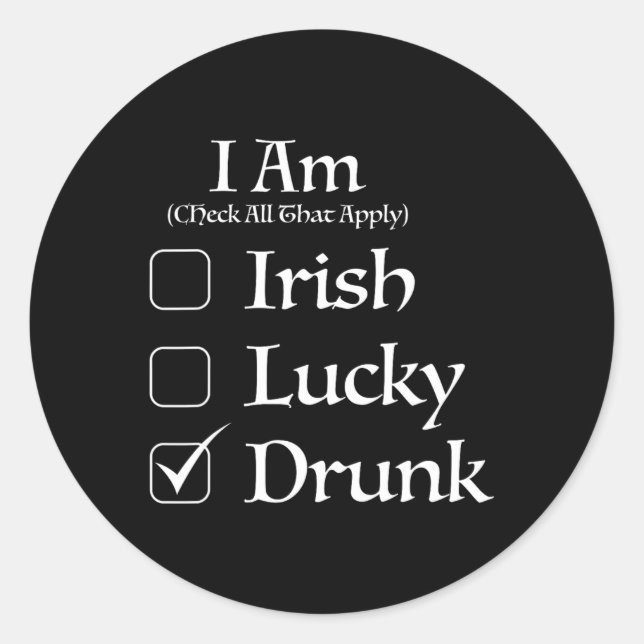 Ckeck Box St. Patricks Day  Classic Round Sticker (Front)