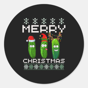 Ckle Lover Xmas Lighting Santa Ugly Ckle Christmas Classic Round Sticker