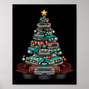 Ckup Truck Christmas Tree Funny Clic Car Graphic M Poster
