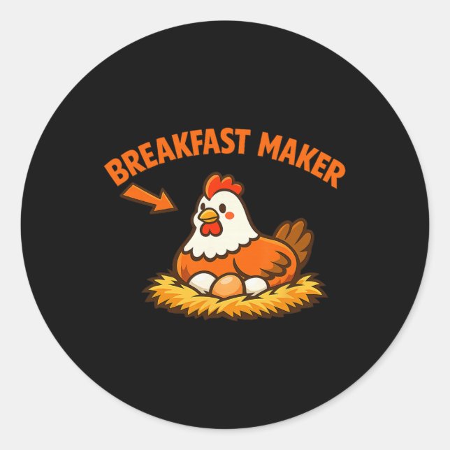 Ckyard Chicken Breakfast Humour Egg Layer Design  Classic Round Sticker (Front)